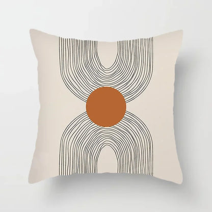 Abstract Line Pattern Cushion Cover | Home Decor Pillowcase Sofa Decoration Bird Peach Skin