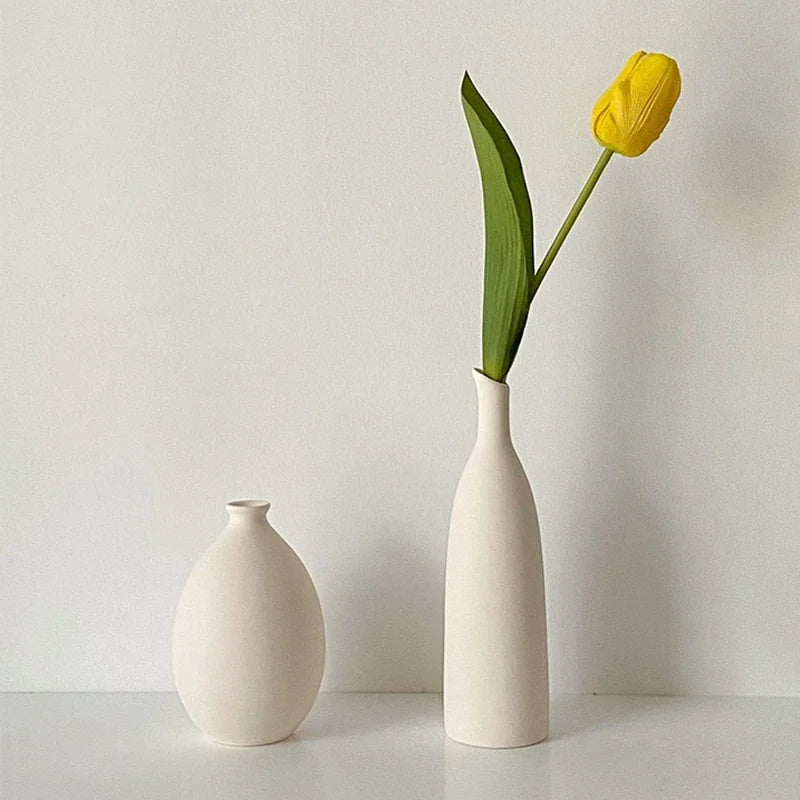 Minimalism Ceramic Vases | Nordic Art Flower Bottle Desktop Ornament Living Room Office Desktop Vase Table Decor Accessories