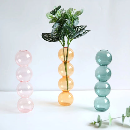 Nordic Stained Bubble Glass Vase | Living Room Simple Creative Spherical Small Flower Vases Home Decoration