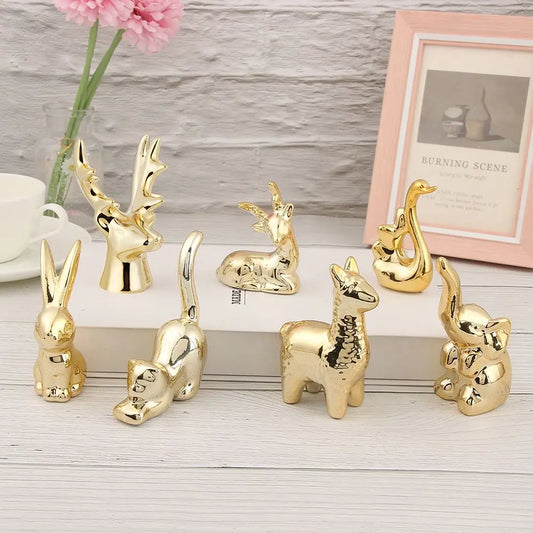 Nordic Styles Ceramic | Creative Gold Colour Home Photographic Props Miniature Golden Decor Desktop Figurines Ornament