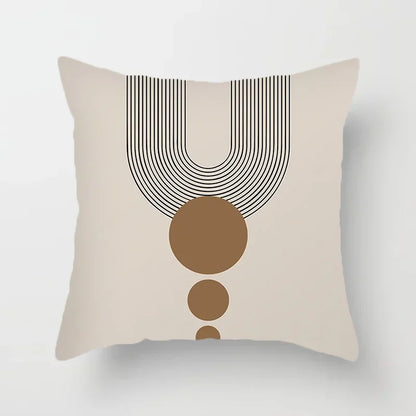 Abstract Line Pattern Cushion Cover | Home Decor Pillowcase Sofa Decoration Bird Peach Skin