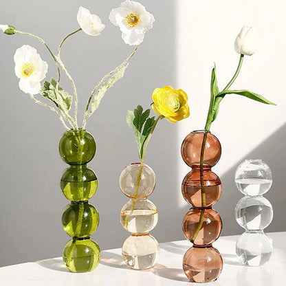 Nordic Stained Bubble Glass Vase | Living Room Simple Creative Spherical Small Flower Vases Home Decoration