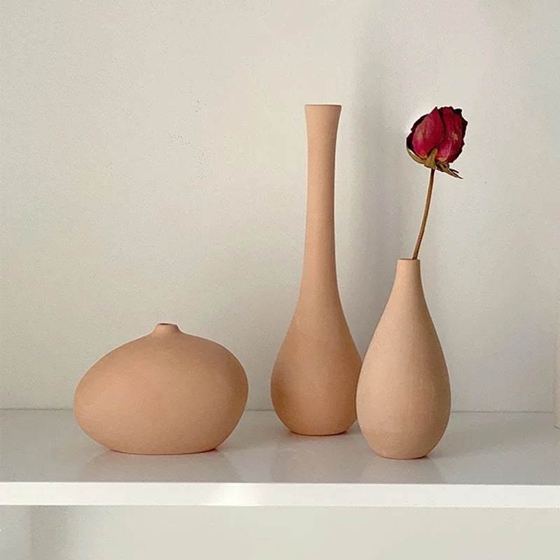 Minimalism Ceramic Vases | Nordic Art Flower Bottle Desktop Ornament Living Room Office Desktop Vase Table Decor Accessories