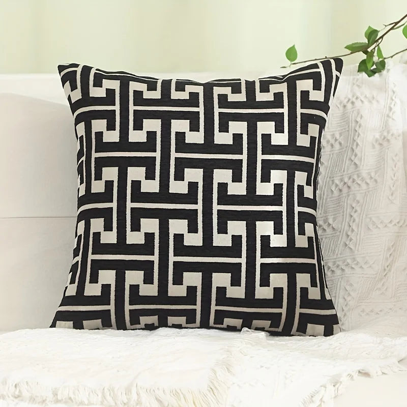 Geometric Patterned Chenille Jacquard Pillowcase | 100% Polyester 1 Piece Spring, Summer, Autumn, and Winter Seasons