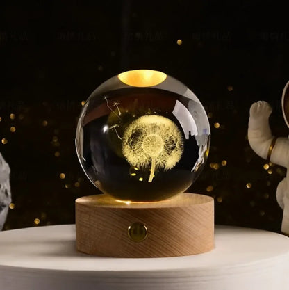 Crystal Ball Planet Night Light | Laser Engraved Solar System Astronomy Festival Gifts Home Desktop Decoration