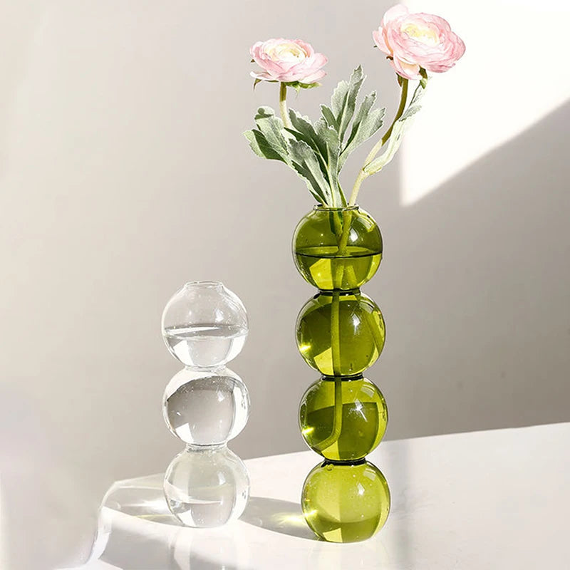 Nordic Stained Bubble Glass Vase | Living Room Simple Creative Spherical Small Flower Vases Home Decoration