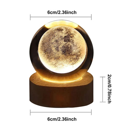 Crystal Ball Planet Night Light | Laser Engraved Solar System Astronomy Festival Gifts Home Desktop Decoration